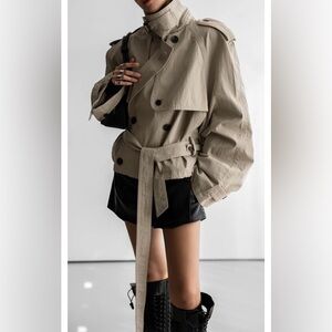 THE FRANKIE SHOP MADS CROPPED TRENCH - BEIGE NWT